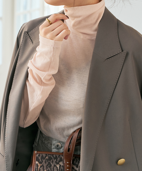 Spick & Span（スピックアンドスパン）の「《新色有り / 追加2》シアーハイネックプルオーバー（Tシャツ/カットソー・レディース・チャコールグレー/ホワイト/サックスブルー/ベージュ・FREE）」の18枚目の写真