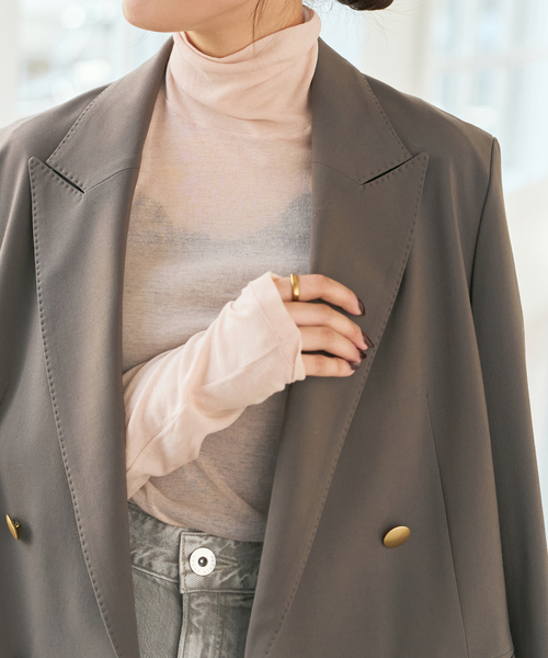 Spick & Span（スピックアンドスパン）の「《新色有り / 追加2》シアーハイネックプルオーバー（Tシャツ/カットソー・レディース・チャコールグレー/ホワイト/サックスブルー/ベージュ・FREE）」の19枚目の写真