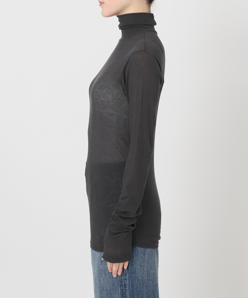 Spick & Span（スピックアンドスパン）の「《新色有り / 追加2》シアーハイネックプルオーバー（Tシャツ/カットソー・レディース・チャコールグレー/ホワイト/サックスブルー/ベージュ・FREE）」の21枚目の写真