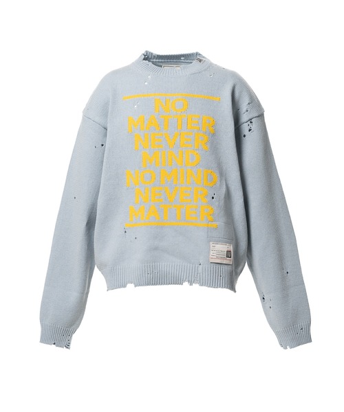 Maison MIHARA YASUHIRO(メゾンミハラヤスヒロ)の「Message Jacquard Knit Sweater(ニット/セーター・メンズ・ブルー/グレー/ホワイト/ブラック・46)」の4枚目の写真