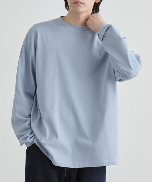 MONO-MART(モノマート)の「【EASY COMFORTシリーズ】UVカット USAコットン ベーシックロンT(Tシャツ/カットソー・メンズ・ライトグレー/ホワイト/ブルー系/レッド系/グレイッシュベージュ/ブラック/チャコールグレー・L/M/S/XL)」の6枚目の写真