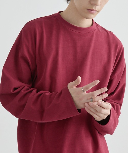 MONO-MART(モノマート)の「【EASY COMFORTシリーズ】UVカット USAコットン ベーシックロンT(Tシャツ/カットソー・メンズ・ライトグレー/ホワイト/ブルー系/レッド系/グレイッシュベージュ/ブラック/チャコールグレー・L/M/S/XL)」の7枚目の写真