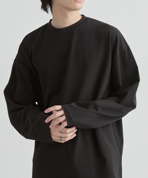 MONO-MART(モノマート)の「【EASY COMFORTシリーズ】UVカット USAコットン ベーシックロンT(Tシャツ/カットソー・メンズ・ライトグレー/ホワイト/ブルー系/レッド系/グレイッシュベージュ/ブラック/チャコールグレー・L/M/S/XL)」の2枚目の写真