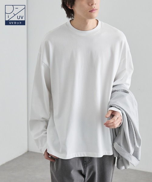 EASY COMFORTシリーズ】UVカット USAコットン ベーシックロンT MONO