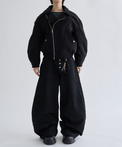 EPNK（イーピーエヌケー）の「2-Way Piping Asym Coat / 2wayパイピングアシメコート（ブルゾン・メンズ・ブラック/グレー・SMALL/MEDIUM/LARGE）」の13枚目の写真