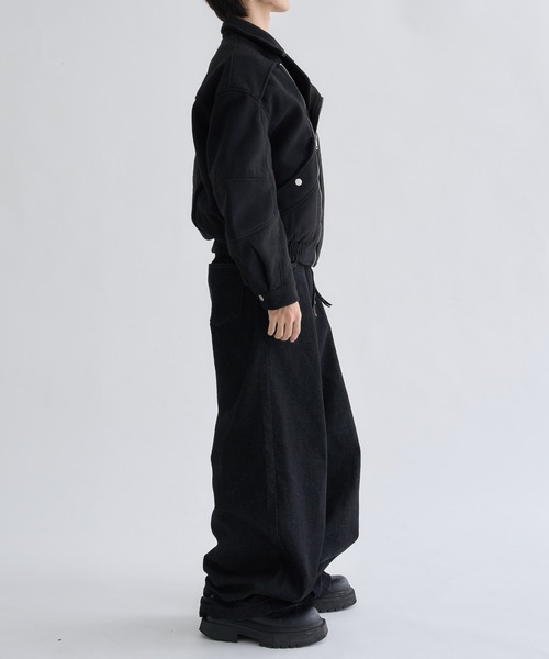 EPNK（イーピーエヌケー）の「2-Way Piping Asym Coat / 2wayパイピングアシメコート（ブルゾン・メンズ・ブラック/グレー・SMALL/MEDIUM/LARGE）」の16枚目の写真