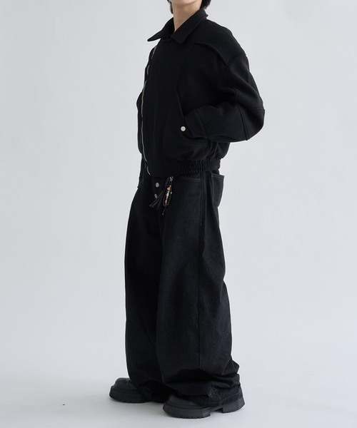 EPNK（イーピーエヌケー）の「2-Way Piping Asym Coat / 2wayパイピングアシメコート（ブルゾン・メンズ・ブラック/グレー・SMALL/MEDIUM/LARGE）」の18枚目の写真