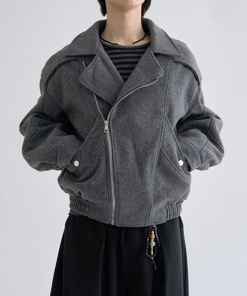 EPNK（イーピーエヌケー）の「2-Way Piping Asym Coat / 2wayパイピングアシメコート（ブルゾン・メンズ・ブラック/グレー・SMALL/MEDIUM/LARGE）」の21枚目の写真