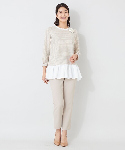 TO BE CHIC(トゥー ビー シック)の「デュアルストレッチウエストゴム パンツ(その他パンツ・レディース・ダークネイビー/ベージュ/ブラック・40)」の12枚目の写真