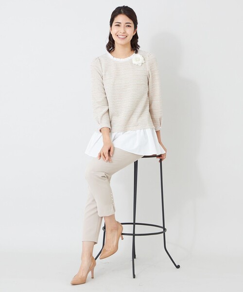 TO BE CHIC(トゥー ビー シック)の「デュアルストレッチウエストゴム パンツ(その他パンツ・レディース・ダークネイビー/ベージュ/ブラック・40)」の11枚目の写真