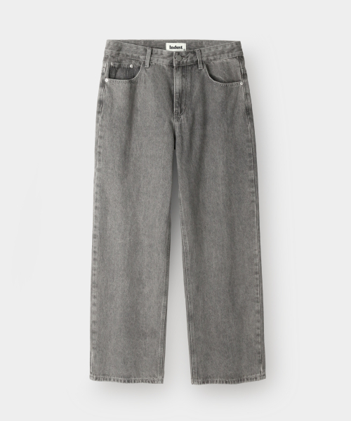 INDUST（インダスト）の「DPT_009 ウォッシュドワイドデニムパンツ_グレー（デニムパンツ・レディース・グレー・M/L/S）」の2枚目の写真