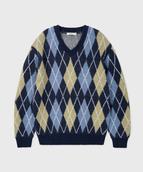 KIIMUIR(キミュア)の「アーガイルパターンニット_ネイビー(ニット/セーター・メンズ・ネイビー・LARGE/MEDIUM)」の2枚目の写真