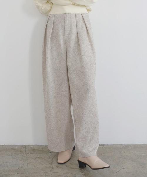 LIAN（リアン）の「サマーツイードタックパンツ（スラックス・レディース・ブラウン/アイボリー/ブラック/グレー・FREE）」の2枚目の写真