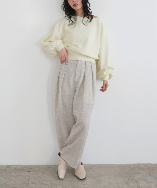 LIAN（リアン）の「サマーツイードタックパンツ（スラックス・レディース・ブラウン/アイボリー/ブラック/グレー・FREE）」の20枚目の写真