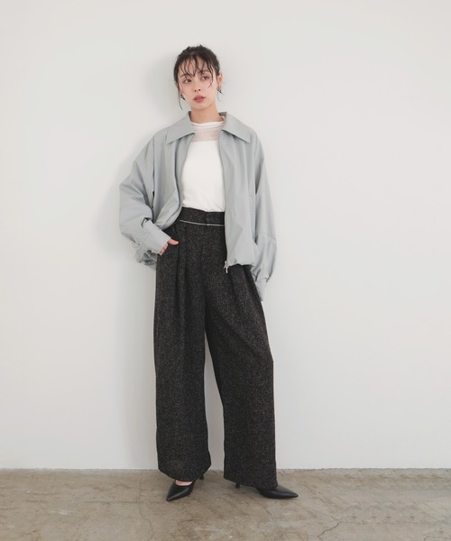 LIAN（リアン）の「サマーツイードタックパンツ（スラックス・レディース・ブラウン/アイボリー/ブラック/グレー・FREE）」の15枚目の写真