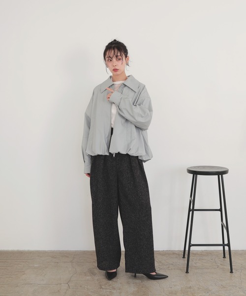 LIAN（リアン）の「サマーツイードタックパンツ（スラックス・レディース・ブラウン/アイボリー/ブラック/グレー・FREE）」の8枚目の写真