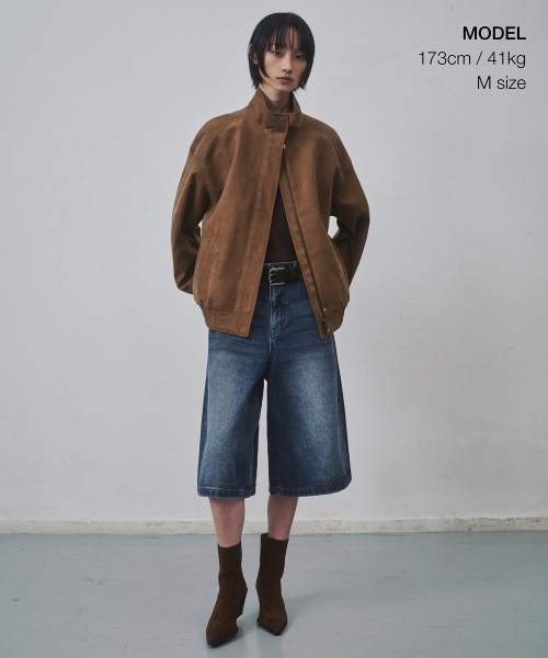MUSINSA STANDARD WOMAN（ムシンサスタンダードウーマン）の「ウィメンズ シンセティックスエード ハイネック ブルゾンジャケット [ライトブラウン]（ブルゾン・レディース・その他・S/M/L）」の2枚目の写真