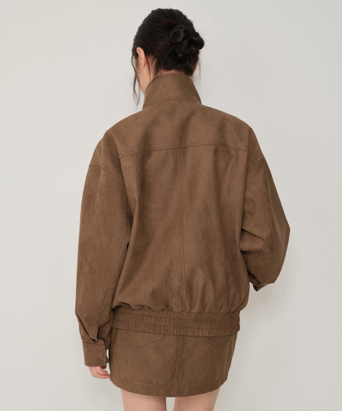 MUSINSA STANDARD WOMAN（ムシンサスタンダードウーマン）の「ウィメンズ シンセティックスエード ハイネック ブルゾンジャケット [ライトブラウン]（ブルゾン・レディース・その他・S/M/L）」の5枚目の写真