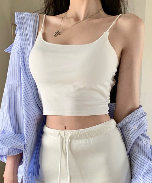 Lace Ladies(レースレディース)の「配色 ストラップ コンパクト カップ付き キャミソール(キャミソール・レディース・ブラウン/ホワイト/ブラック/グレー・FREE)」の20枚目の写真