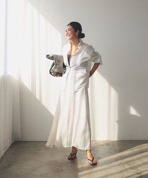 Demi-Luxe BEAMS(デミルクス ビームス)の「【6/11値下げ】フィブリル フレアスカート(スカート・レディース・モカ/オフホワイト・36/38)」の3枚目の写真