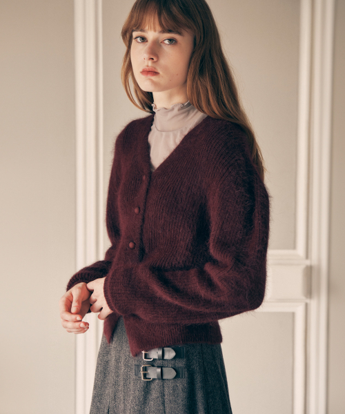 ROLAROLA(ロラロラ)の「ANGORA HAIRY BALLOON CARDIGAN BURGUNDY(カーディガン/ボレロ・レディース・その他・FREE)」の1枚目の写真