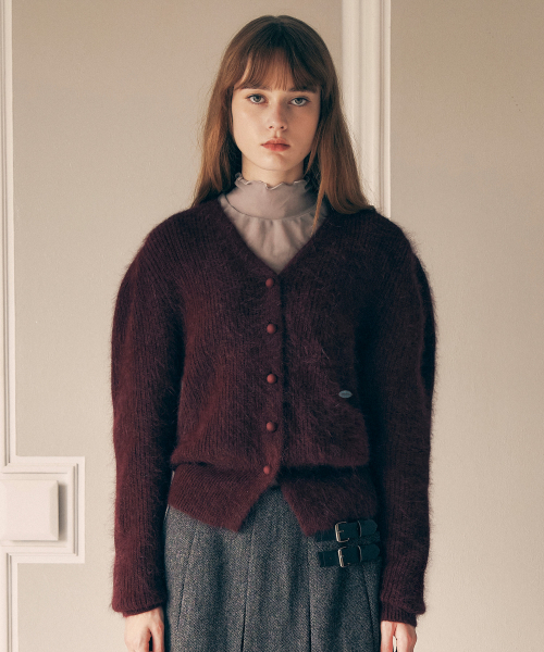 ROLAROLA(ロラロラ)の「ANGORA HAIRY BALLOON CARDIGAN BURGUNDY(カーディガン/ボレロ・レディース・その他・FREE)」の2枚目の写真