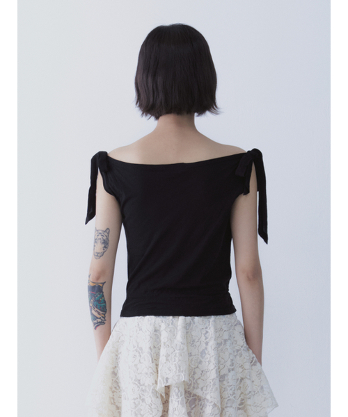 SETSETSET(セットセットセット)の「RABBIT SHIRRING T-SHIRT BLACK(Tシャツ/カットソー・レディース・その他・ONE SIZE)」の5枚目の写真