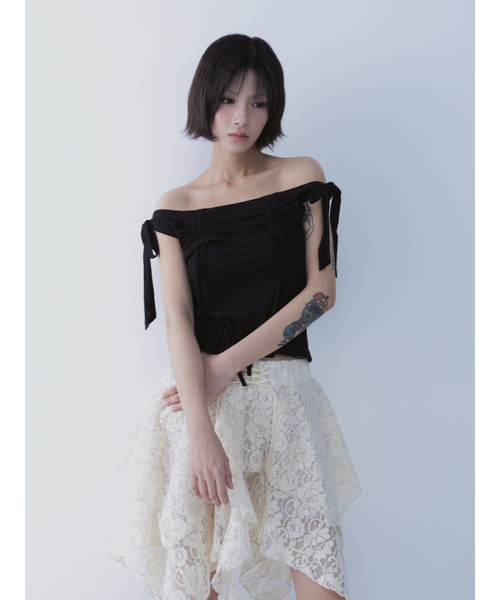 SETSETSET(セットセットセット)の「RABBIT SHIRRING T-SHIRT BLACK(Tシャツ/カットソー・レディース・その他・ONE SIZE)」の7枚目の写真