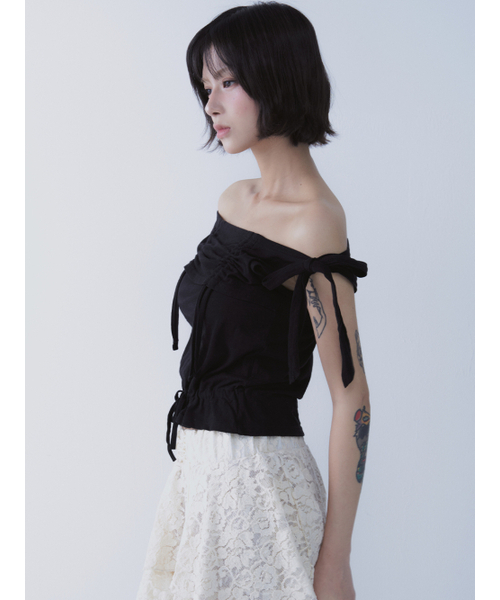 SETSETSET(セットセットセット)の「RABBIT SHIRRING T-SHIRT BLACK(Tシャツ/カットソー・レディース・その他・ONE SIZE)」の8枚目の写真