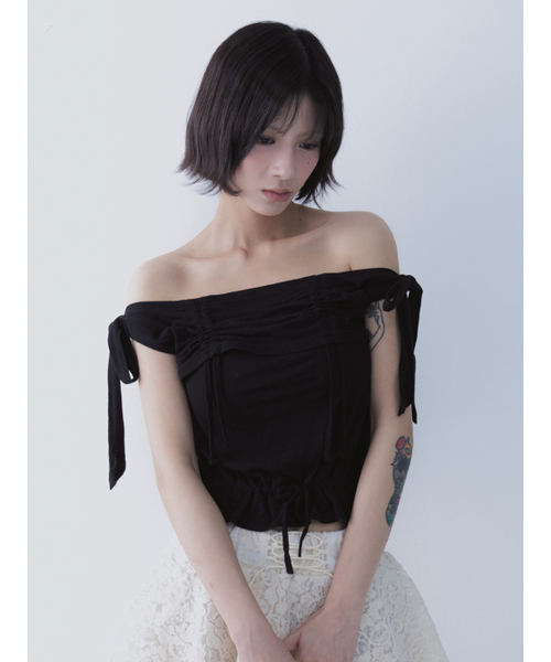 SETSETSET(セットセットセット)の「RABBIT SHIRRING T-SHIRT BLACK(Tシャツ/カットソー・レディース・その他・ONE SIZE)」の10枚目の写真