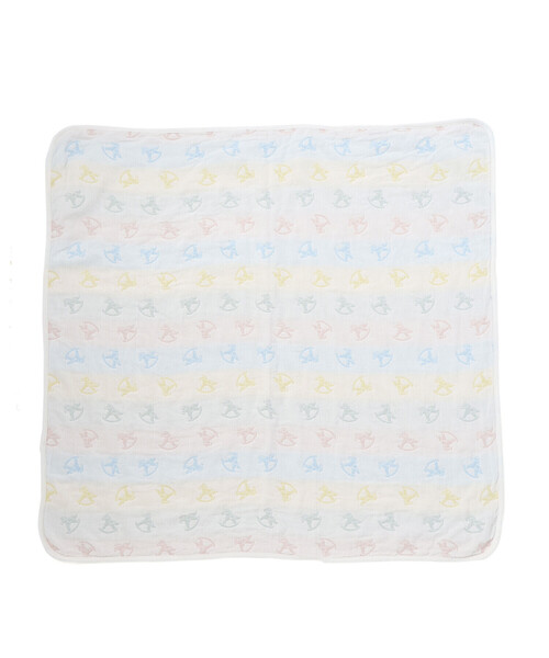 SLAP SLIP BABY（スラップスリップベビー）の「【お揃い】コットンクマ木馬総柄3重ガーゼおくるみベビー（おくるみ・キッズ・イエロー系その他・FREE）」の8枚目の写真