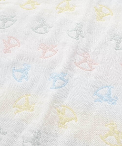 SLAP SLIP BABY（スラップスリップベビー）の「【お揃い】コットンクマ木馬総柄3重ガーゼおくるみベビー（おくるみ・キッズ・イエロー系その他・FREE）」の13枚目の写真