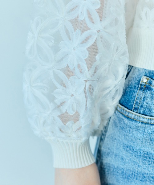 Audie a Muses（オーディアミューズ）の「フラワー立体刺繍ブラウスカーディガン（カーディガン/ボレロ・レディース・ブラック/オフホワイト・38/42）」の17枚目の写真