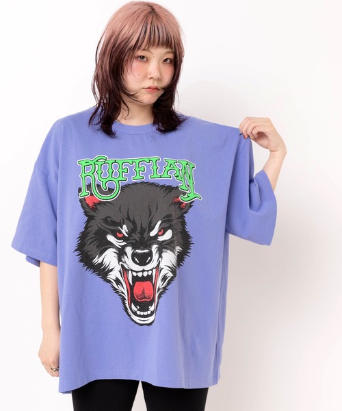 RNA(アールエヌエー)の「M2630 RUFFIAN WOLF BIG T(Tシャツ/カットソー・レディース・ホワイト/スミクロ/ラベンダー・MEDIUM)」の3枚目の写真