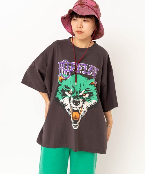 RNA(アールエヌエー)の「M2630 RUFFIAN WOLF BIG T(Tシャツ/カットソー・レディース・ホワイト/スミクロ/ラベンダー・MEDIUM)」の7枚目の写真