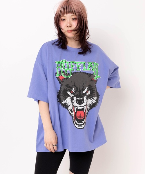 RNA(アールエヌエー)の「M2630 RUFFIAN WOLF BIG T(Tシャツ/カットソー・レディース・ホワイト/スミクロ/ラベンダー・MEDIUM)」の10枚目の写真