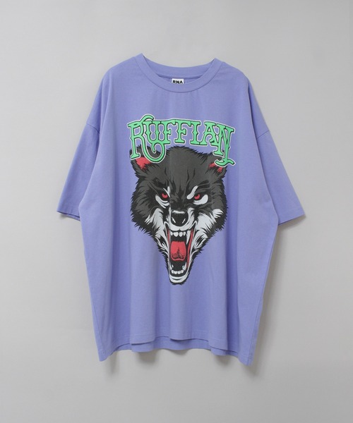 RNA(アールエヌエー)の「M2630 RUFFIAN WOLF BIG T(Tシャツ/カットソー・レディース・ホワイト/スミクロ/ラベンダー・MEDIUM)」の13枚目の写真