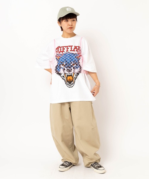 RNA(アールエヌエー)の「M2630 RUFFIAN WOLF BIG T(Tシャツ/カットソー・レディース・ホワイト/スミクロ/ラベンダー・MEDIUM)」の16枚目の写真