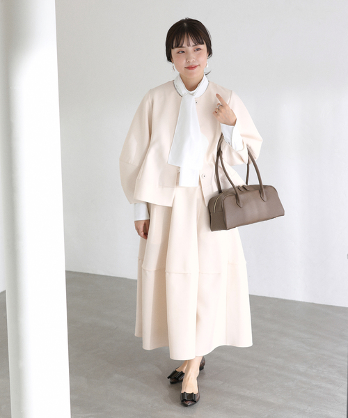 La TOTALITE（ラトータリテ）の「【洗える】ボンディングコクーンスカート（スカート・レディース・アイボリー/ネイビー・FREE）」の3枚目の写真