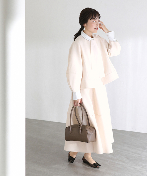 La TOTALITE（ラトータリテ）の「【洗える】ボンディングコクーンスカート（スカート・レディース・アイボリー/ネイビー・FREE）」の5枚目の写真