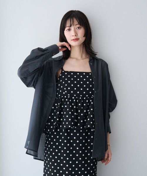 YECCA VECCA(イェッカヴェッカ)の「ドット柄バルーンキャミワンピース(ワンピース・レディース・アイボリー/ブラック・FREE)」の19枚目の写真
