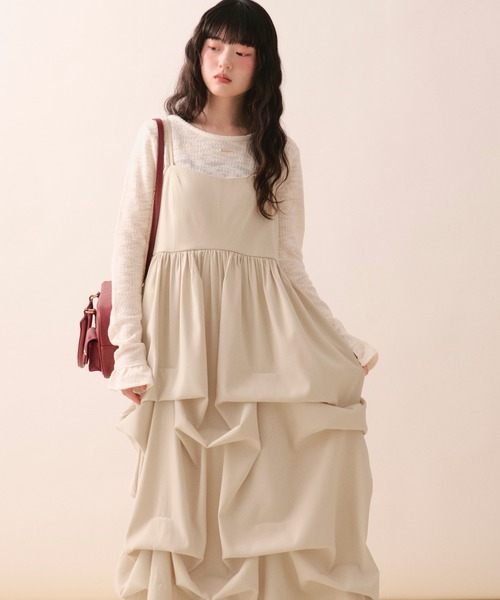 loin nuit（ロワンニュイ）の「tuck volume cami onepiece / タックボリュームキャミワンピース（ワンピース・レディース・グレー/サンドベージュ・FREE）」の18枚目の写真