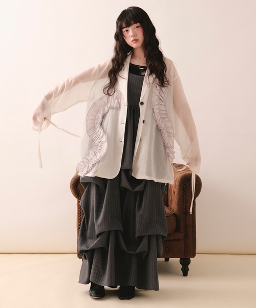 loin nuit（ロワンニュイ）の「tuck volume cami onepiece / タックボリュームキャミワンピース（ワンピース・レディース・グレー/サンドベージュ・FREE）」の16枚目の写真