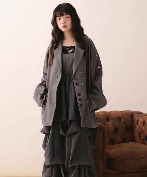 loin nuit（ロワンニュイ）の「tuck volume cami onepiece / タックボリュームキャミワンピース（ワンピース・レディース・グレー/サンドベージュ・FREE）」の8枚目の写真