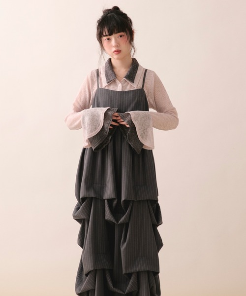 loin nuit（ロワンニュイ）の「tuck volume cami onepiece / タックボリュームキャミワンピース（ワンピース・レディース・グレー/サンドベージュ・FREE）」の13枚目の写真