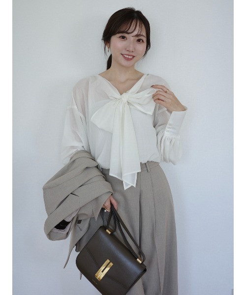 anuans（アニュアンス）の「フロントリボンブラウス（シャツ/ブラウス・レディース・ホワイト系その他/グレイッシュベージュ/ピンクベージュ・FREE）」の15枚目の写真