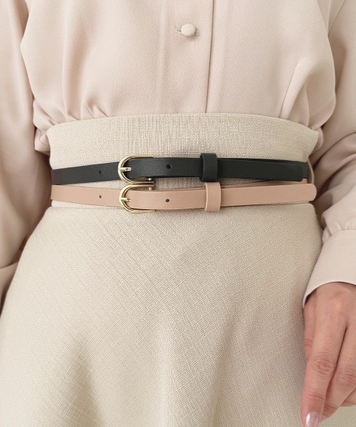 an another angelus(アンアナザーアンジェラス)の「ダブルカラーベルトフレアースカート(スカート・レディース・ライトベージュ/ネイビー・FREE)」の7枚目の写真