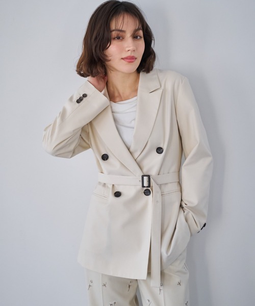 NOELA(ノエラ)の「4Bダブルブレストジャケット(テーラードジャケット・レディース・ベージュ/ネイビー/モカ・S/M)」の2枚目の写真