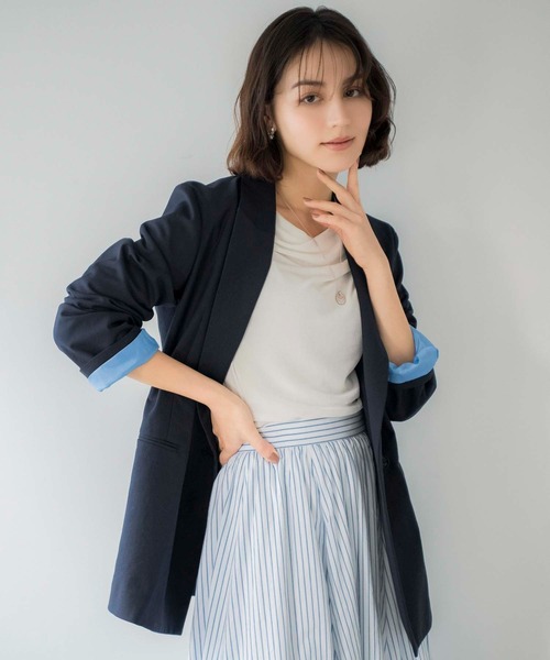 NOELA(ノエラ)の「4Bダブルブレストジャケット(テーラードジャケット・レディース・ベージュ/ネイビー/モカ・S/M)」の3枚目の写真