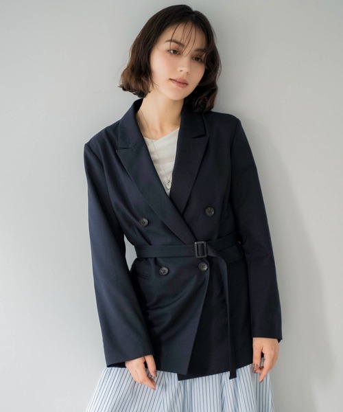 NOELA(ノエラ)の「4Bダブルブレストジャケット(テーラードジャケット・レディース・ベージュ/ネイビー/モカ・S/M)」の4枚目の写真